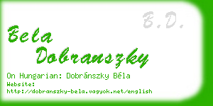 bela dobranszky business card